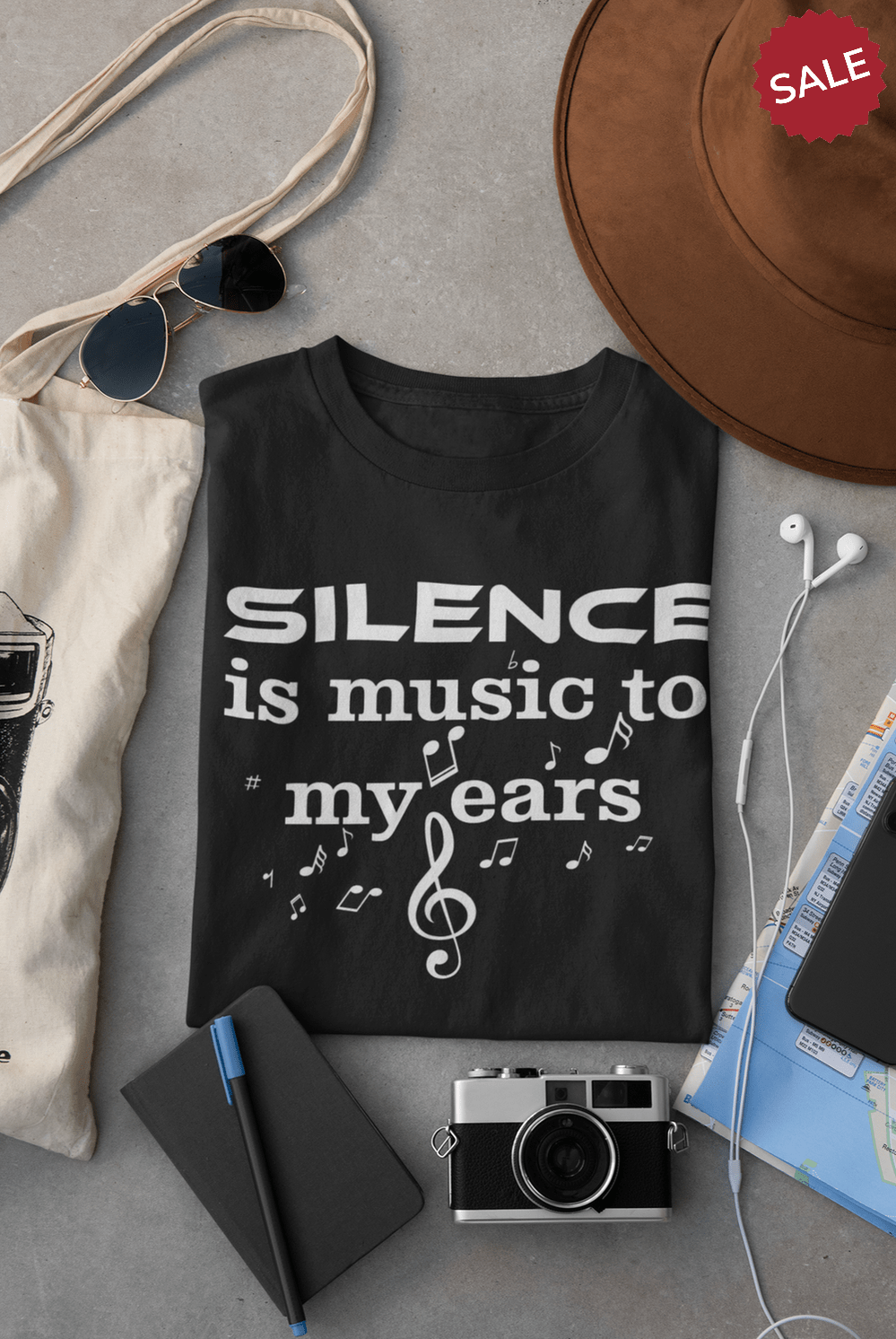 Silence is Music to my Ears; Statement Tee; Positively Funny - TeesbyTahquetta